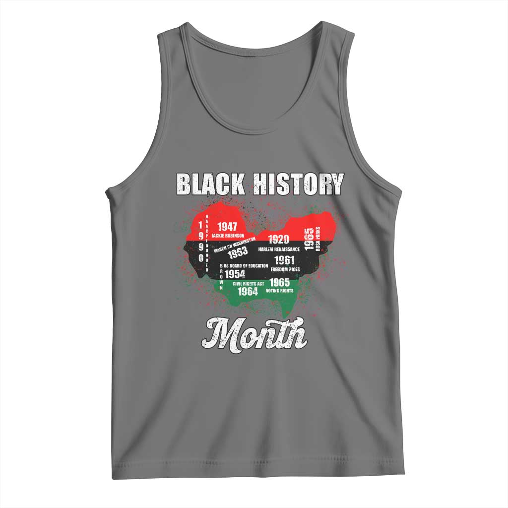 Black History Leaders Tank Top African American Milestones Map Civil Right TS10 Black Heather Print Your Wear