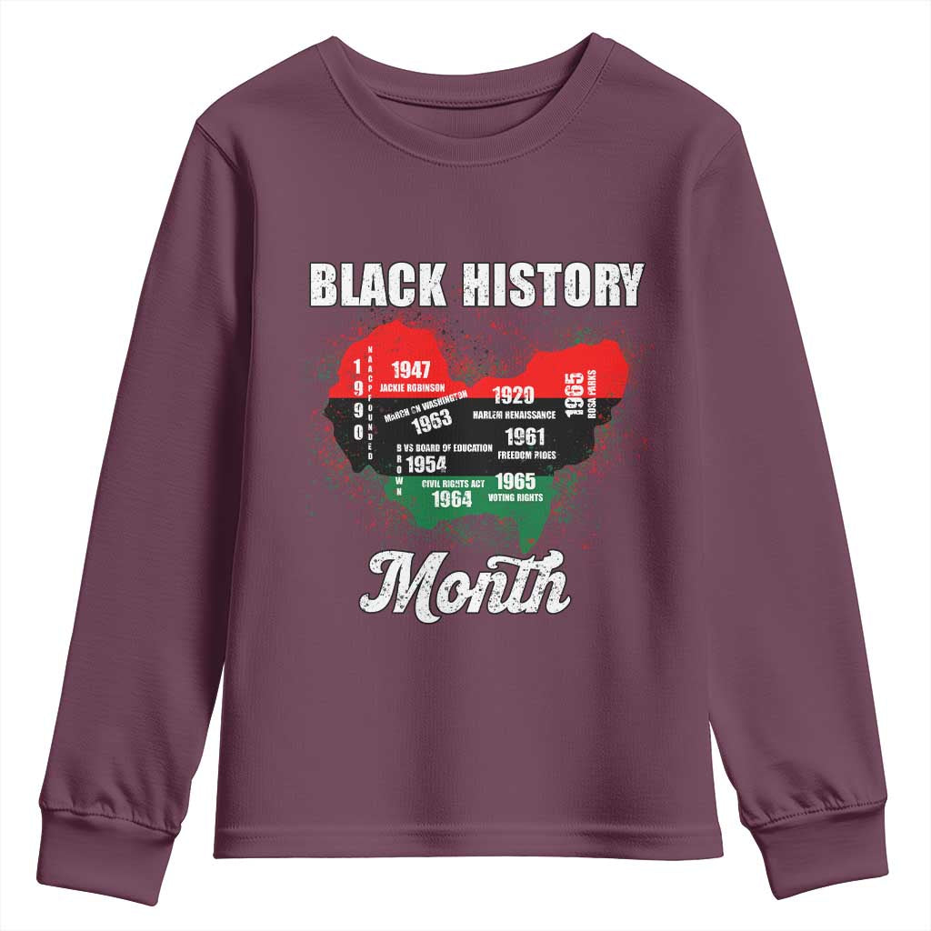 Black History Leaders Youth Sweatshirt African American Milestones Map Civil Right TS10 Maroon Print Your Wear