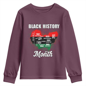 Black History Leaders Youth Sweatshirt African American Milestones Map Civil Right TS10 Maroon Print Your Wear