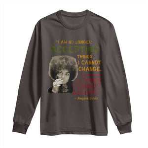 Black History Month Angela Davis Long Sleeve Shirt Black Panther Party Feminist Human Rights Inspirational Quote TS10 Dark Chocolate Print Your Wear