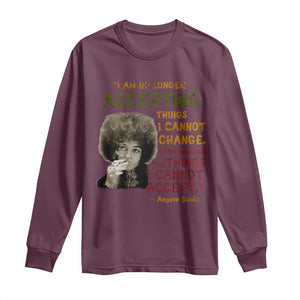 Black History Month Angela Davis Long Sleeve Shirt Black Panther Party Feminist Human Rights Inspirational Quote TS10 Maroon Print Your Wear