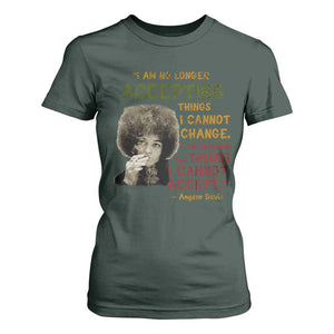 Black History Month Angela Davis T Shirt For Women Black Panther Party Feminist Human Rights Inspirational Quote TS10 Dark Forest Green Print Your Wear