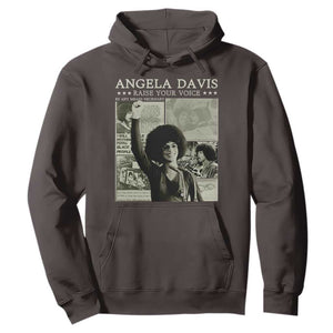 Black History Month Angela Davis Hoodie Raise Your Voice Feminist Human Rights TS10 Dark Chocolate Print Your Wear