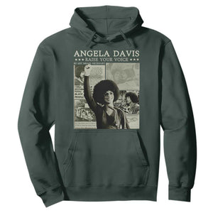 Black History Month Angela Davis Hoodie Raise Your Voice Feminist Human Rights TS10 Dark Forest Green Print Your Wear