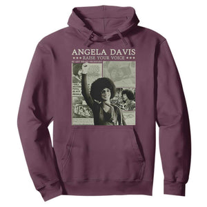 Black History Month Angela Davis Hoodie Raise Your Voice Feminist Human Rights TS10 Maroon Print Your Wear