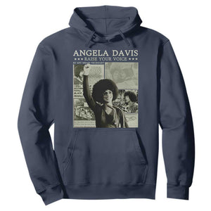 Black History Month Angela Davis Hoodie Raise Your Voice Feminist Human Rights TS10 Navy Print Your Wear