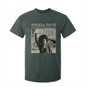 Black History Month Angela Davis T Shirt For Kid Raise Your Voice Feminist Human Rights TS10 Dark Forest Green Print Your Wear