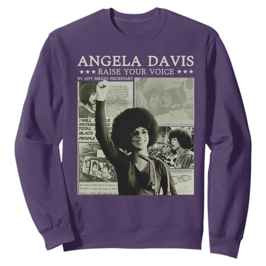 Black History Month Angela Davis Sweatshirt Raise Your Voice Feminist Human Rights TS10 Purple Print Your Wear