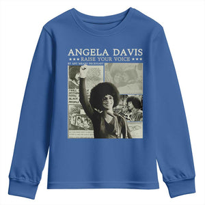 Black History Month Angela Davis Youth Sweatshirt Raise Your Voice Feminist Human Rights TS10 Royal Blue Print Your Wear