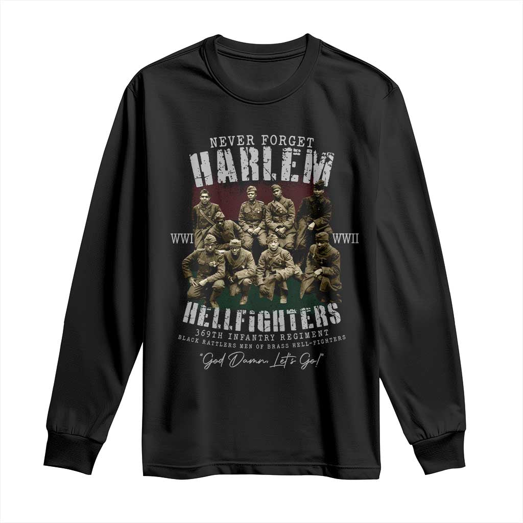 Halem Hellfighters Long Sleeve Shirt African American Black Military History Soldiers WWI WWII TS10 Black Print Your Wear