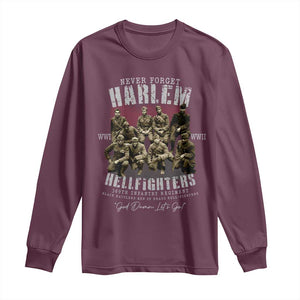 Halem Hellfighters Long Sleeve Shirt African American Black Military History Soldiers WWI WWII TS10 Maroon Print Your Wear