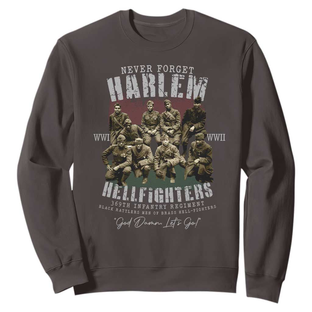 Halem Hellfighters Sweatshirt African American Black Military History Soldiers WWI WWII TS10 Dark Chocolate Print Your Wear