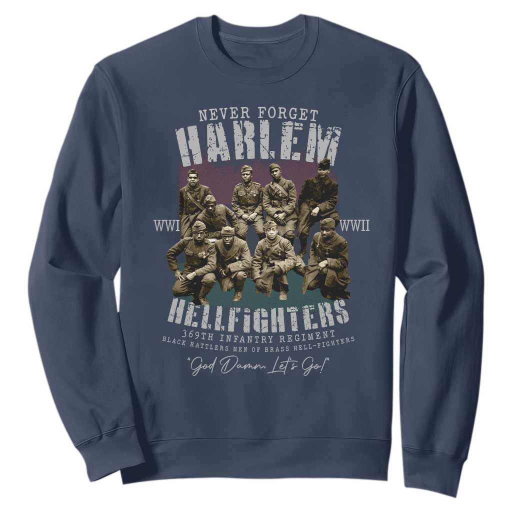 Halem Hellfighters Sweatshirt African American Black Military History Soldiers WWI WWII TS10 Navy Print Your Wear