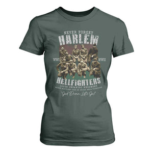 Halem Hellfighters T Shirt For Women African American Black Military History Soldiers WWI WWII TS10 Dark Forest Green Print Your Wear