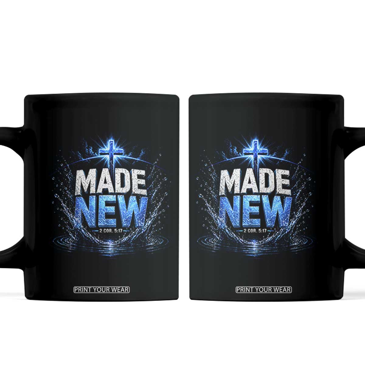 Christian Baptism Coffee Mug Made Water Bible Verse Baptized TS10 Black Print Your Wear