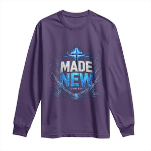 Christian Baptism Long Sleeve Shirt Made Water Bible Verse Baptized TS10 Purple Print Your Wear