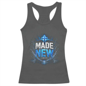 Christian Baptism Racerback Tank Top Made Water Bible Verse Baptized TS10 Dark Heather Print Your Wear
