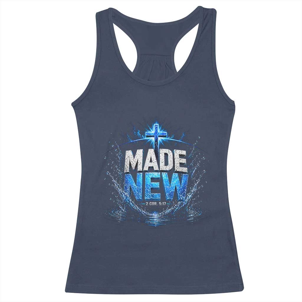Christian Baptism Racerback Tank Top Made Water Bible Verse Baptized TS10 Navy Print Your Wear