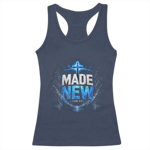 Christian Baptism Racerback Tank Top Made Water Bible Verse Baptized TS10 Navy Print Your Wear