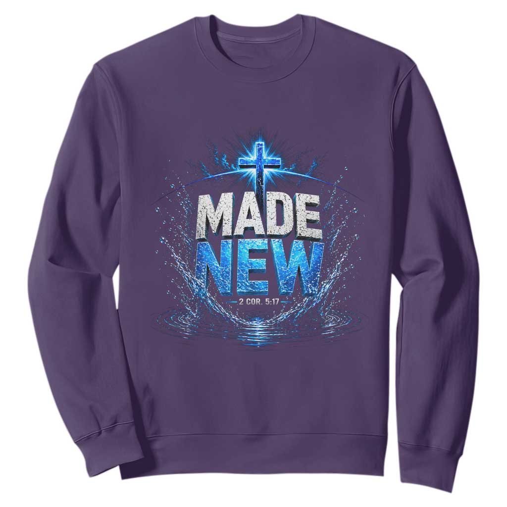 Christian Baptism Sweatshirt Made Water Bible Verse Baptized TS10 Purple Print Your Wear