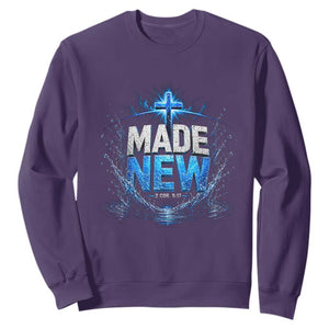 Christian Baptism Sweatshirt Made Water Bible Verse Baptized TS10 Purple Print Your Wear