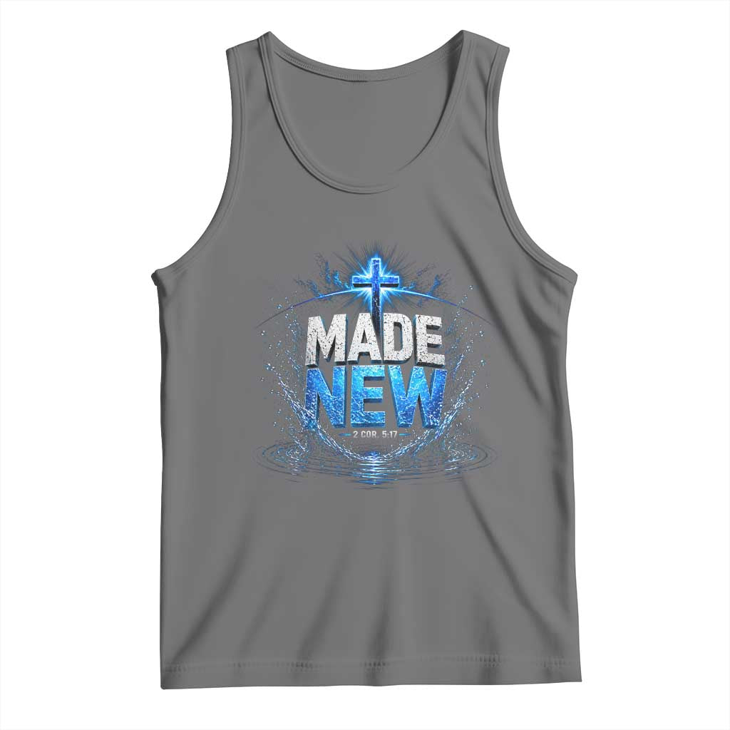 Christian Baptism Tank Top Made Water Bible Verse Baptized TS10 Black Heather Print Your Wear