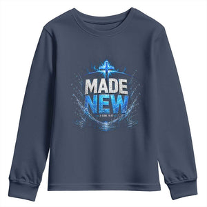 Christian Baptism Youth Sweatshirt Made Water Bible Verse Baptized TS10 Navy Print Your Wear