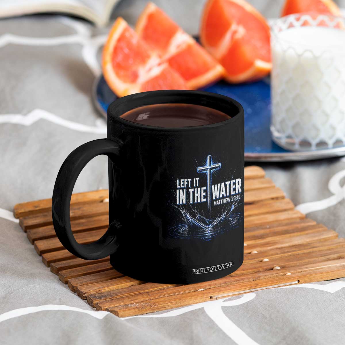 Baptism Coffee Mug Left It In The Water Matthew 28 19 Christian Cross TS10 Print Your Wear