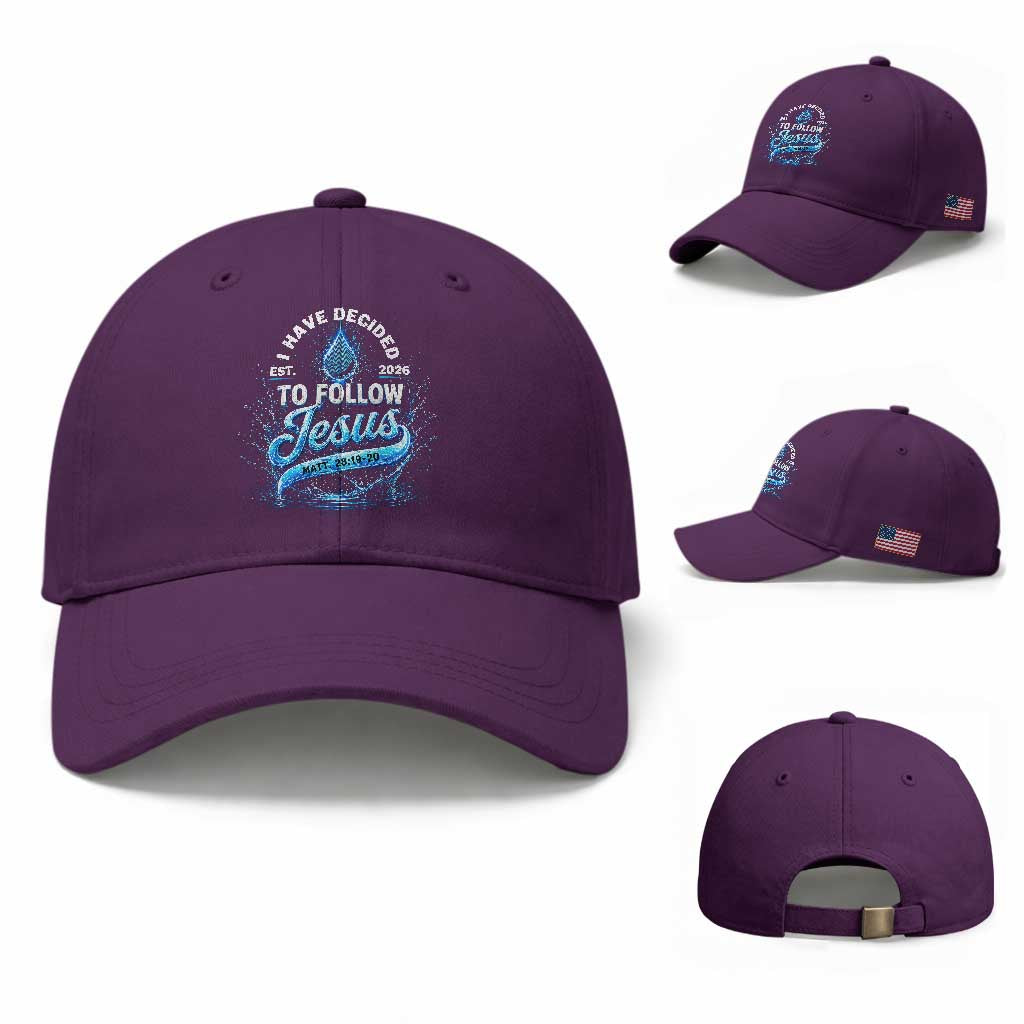 New Baptist Believer Baseball Cap Have Decided To Follow Jesus 2026 TS10 Baseball Cap Universal Fit Purple Print Your Wear