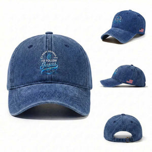 New Baptist Believer Washed Cotton Baseball Cap Have Decided To Follow Jesus 2026 TS10 Washed Cap Universal Fit Royal Blue Print Your Wear
