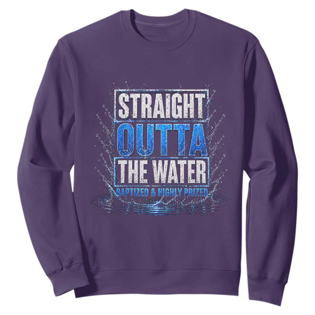 Baptism Sweatshirt Straight Outta Water Christian Baptized TS10 Purple Print Your Wear