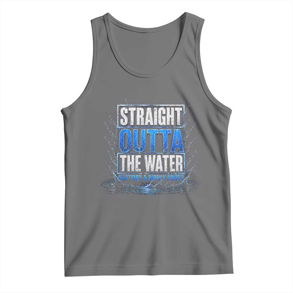 Baptism Tank Top Straight Outta Water Christian Baptized TS10 Black Heather Print Your Wear