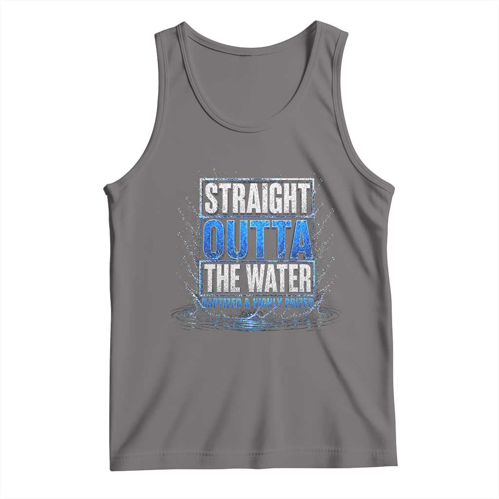 Baptism Tank Top Straight Outta Water Christian Baptized TS10 Deep Heather Print Your Wear