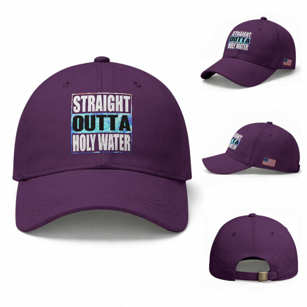 Straight Outta Holy Water Baseball Cap Baptismal Baptism Christening TS10 Baseball Cap Universal Fit Purple Print Your Wear