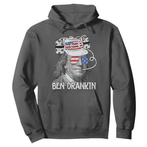 4th of July Ben Drankin Hoodie Funny Benjamin Franklin USA Flag TS10 Dark Heather Print Your Wear