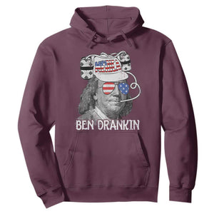 4th of July Ben Drankin Hoodie Funny Benjamin Franklin USA Flag TS10 Maroon Print Your Wear