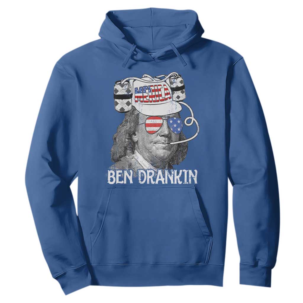 4th of July Ben Drankin Hoodie Funny Benjamin Franklin USA Flag TS10 Royal Blue Print Your Wear