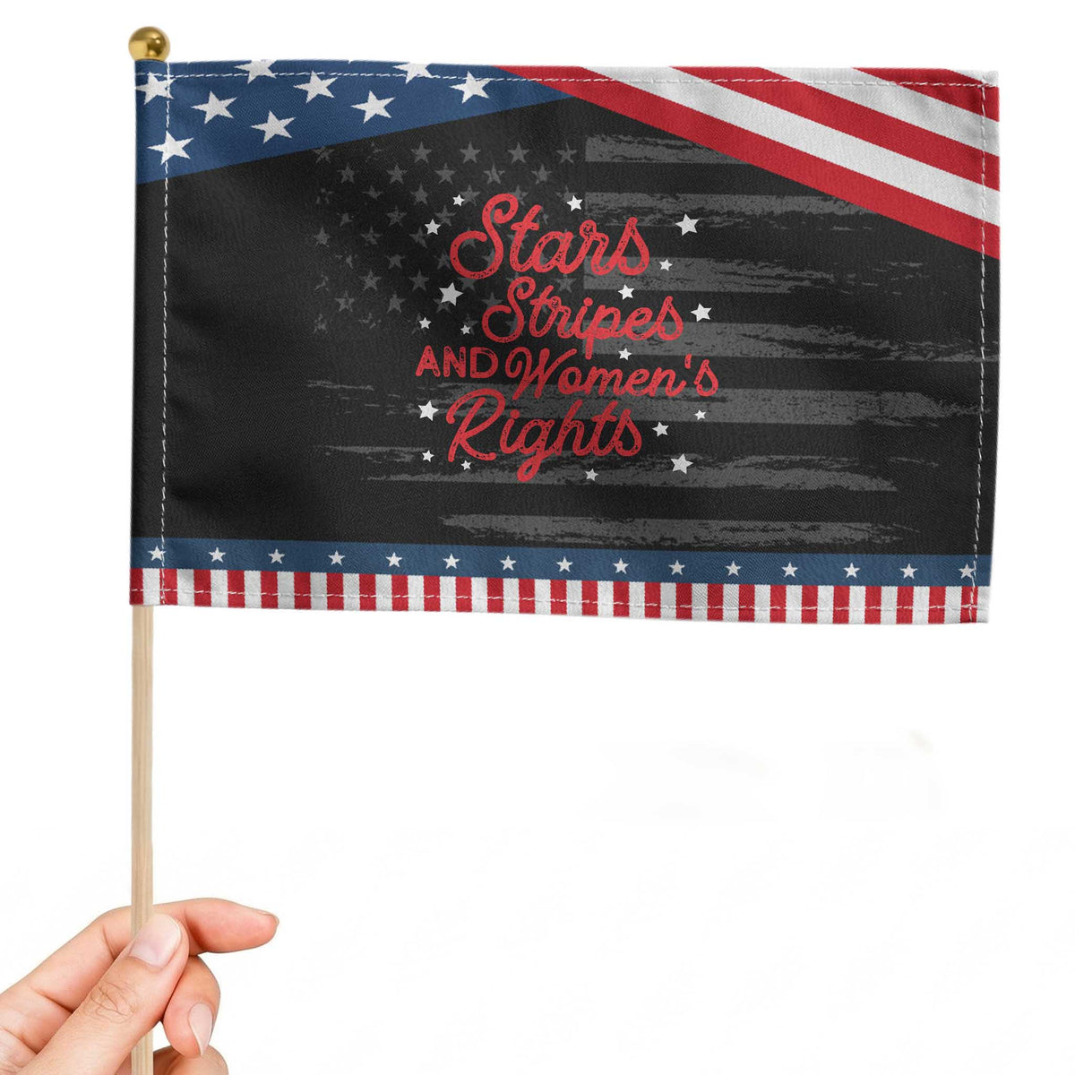 Stars Stripes And Equal Rights Patriotic Handheld Flag 4th Of July TS10 Distressed 8.2