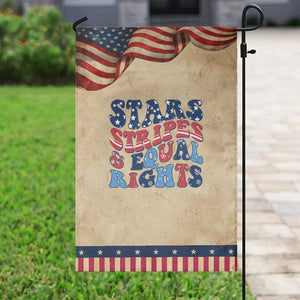 Stars Stripes And Equal Rights Garden Flag Groovy Retro 4th Of July TS10 Vintage Rustic Tan Navy Print Your Wear