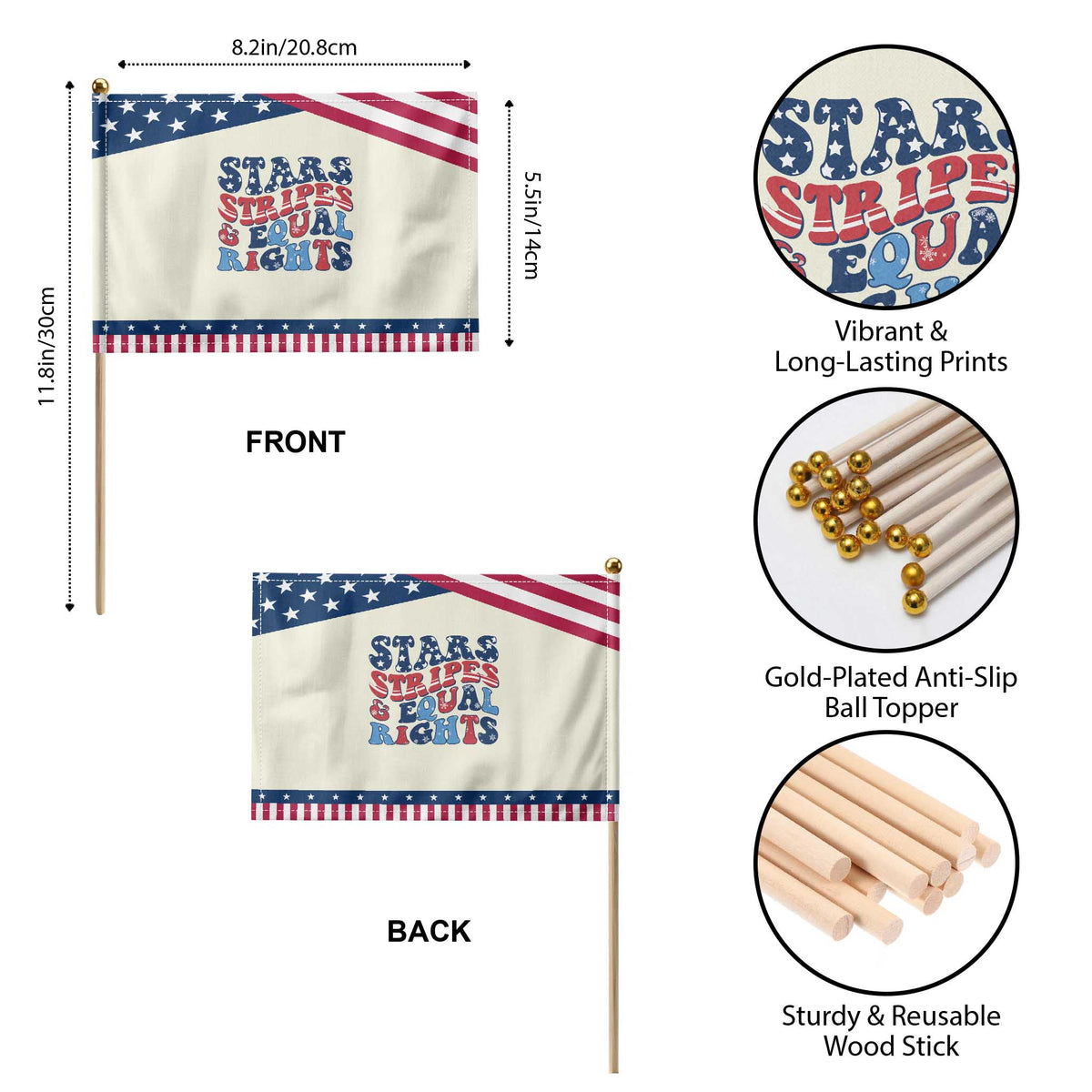Stars Stripes And Equal Rights Patriotic Handheld Flag Groovy Retro 4th Of July TS10 Print Your Wear