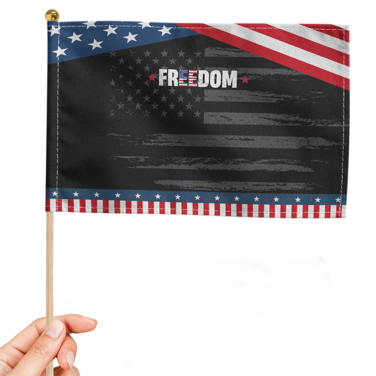 Freedom American Flag 4th of July Patriotic Handheld Flag TS10 Distressed 8.2