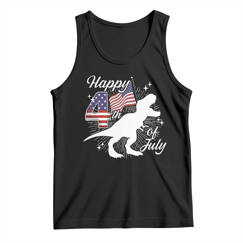 Dinosaur Happy 4th of July Tank Top Patriotic American Flag USA TS10 Black Print Your Wear