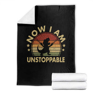 Retro Now I Am Unstoppable Throw Blanket Funny Dinosaur Dino Gifts Vintage TS10 Black Print Your Wear