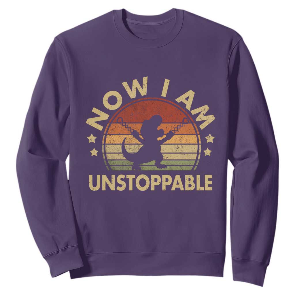 Retro Now I Am Unstoppable Sweatshirt Funny Dinosaur Dino Gifts Vintage TS10 Purple Print Your Wear