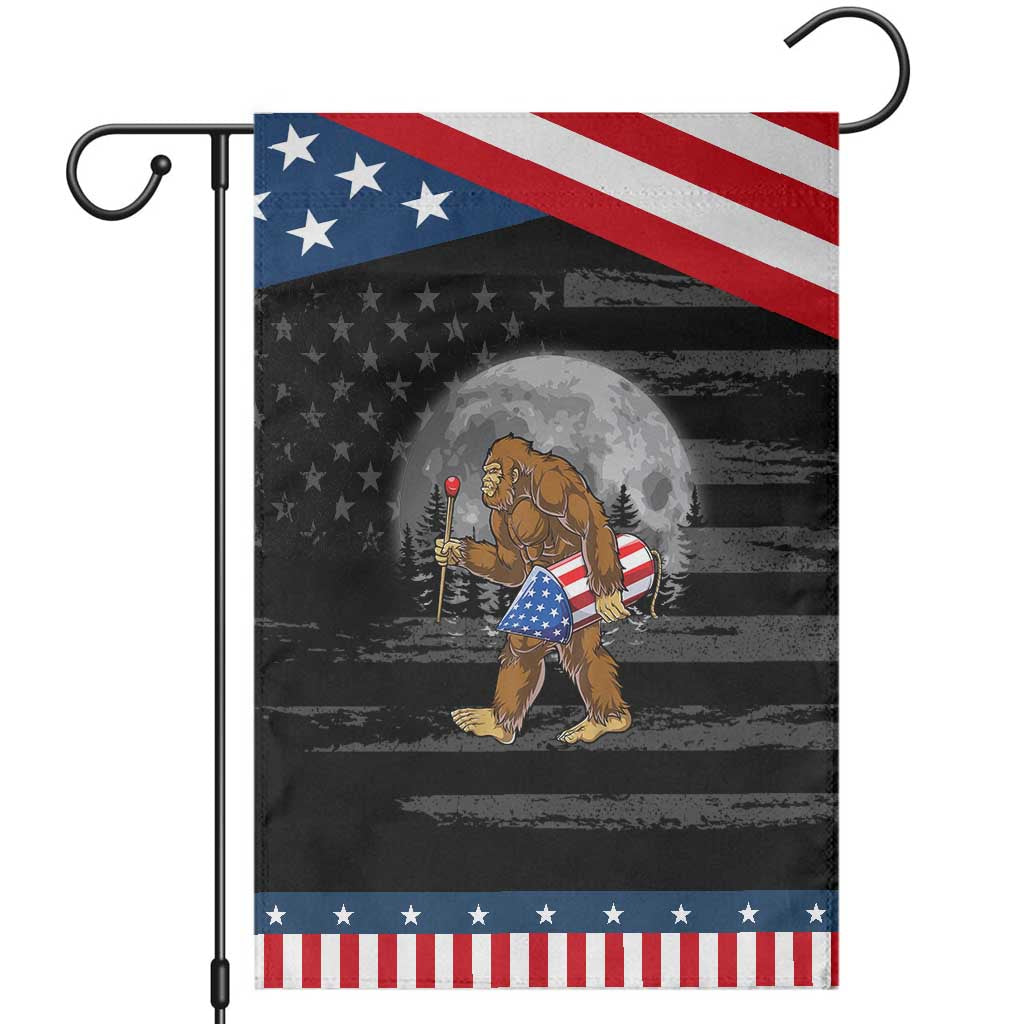 Patriotic Bigfoot 4th of July Garden Flag American Flag Merica Fireworks Sasquatch Moon TS10 Distressed Black Blue Print Your Wear