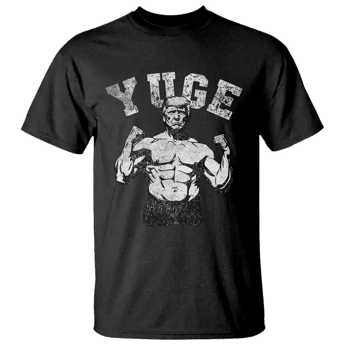 Yuge Muscular Flex Trump T Shirt Funny Patriotic Vintage Workout Gym Weight Lifting Motivational TS10 Black Print Your Wear