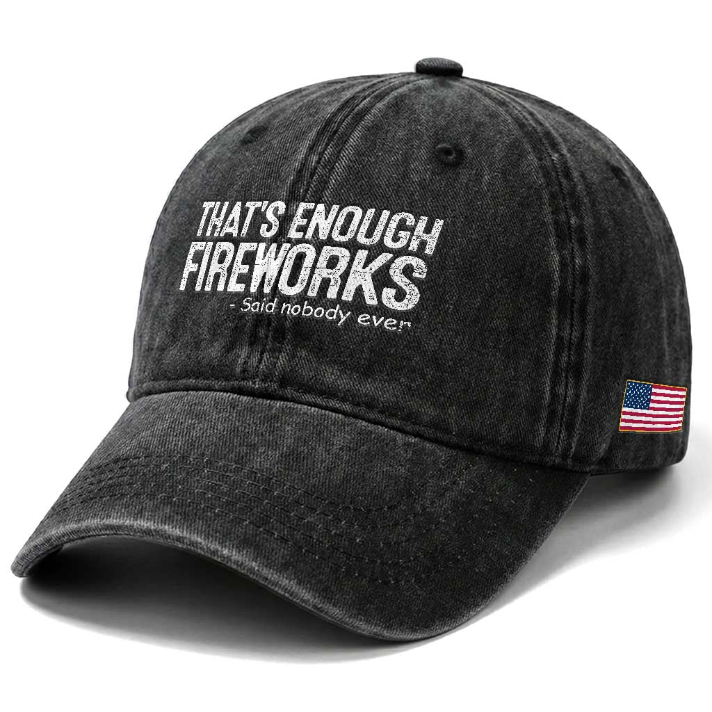 Funny Fireworks Washed Cotton Baseball Cap 4th Of July TS10 Print Your Wear