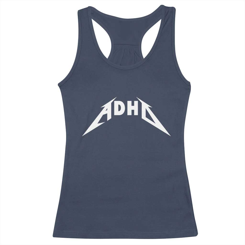 ADHD Racerback Tank Top Funny Heavy Metal Rock Music Design Meme TS10 Navy Print Your Wear