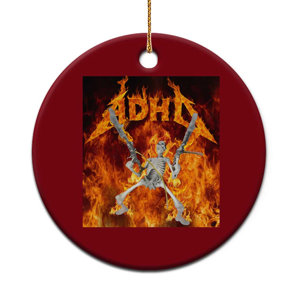 Funny Skeleton ADHD Ceramic Ornament Meme Flames Neurodivergent Gen Z TS10 1pc Red Print Your Wear