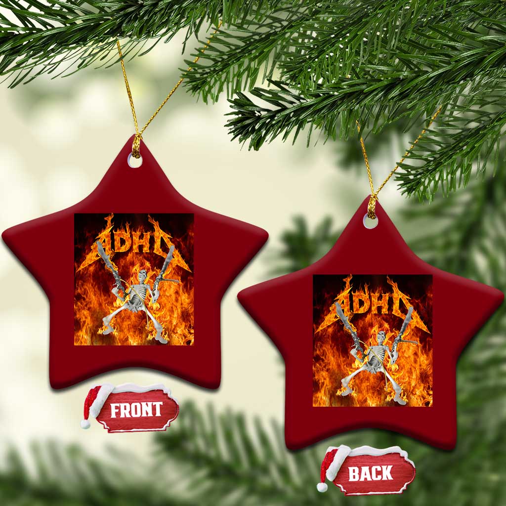 Funny Skeleton ADHD Ceramic Ornament Meme Flames Neurodivergent Gen Z TS10 Print Your Wear